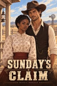 Sunday’s Claim book cover featuring Clara Sunday and Elias Mercer at their ranch.